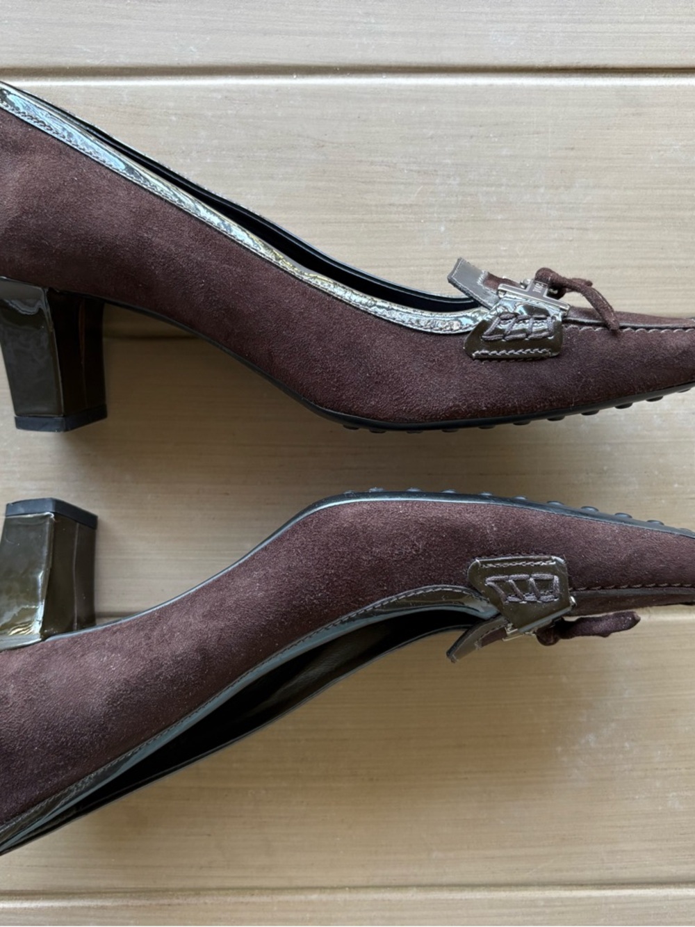 Tod's Timeless Classic Brown Suede Block Heel Loafers With Logo. Women’s EU 37 - Picture 7 of 16